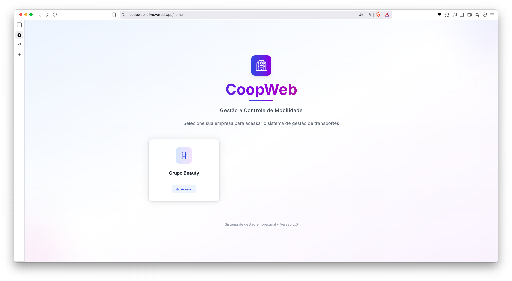 Tela de Login CoopWeb